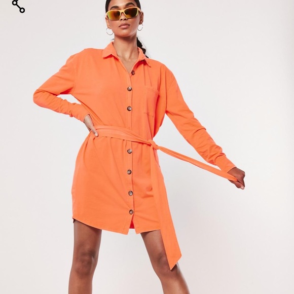 2 jersey tie waist oversized utility shirt dresses - Picture 2 of 4